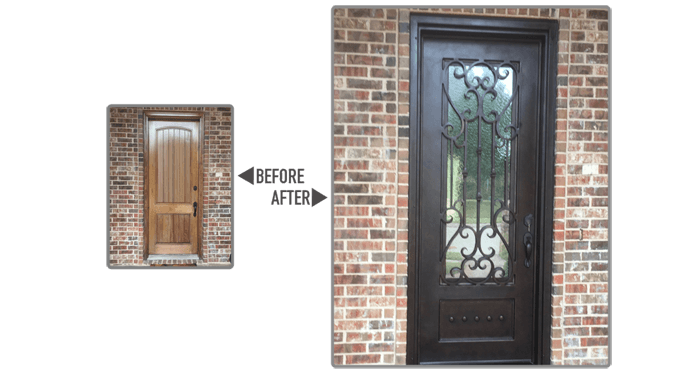 Square top wooden door replaced with iron square top door