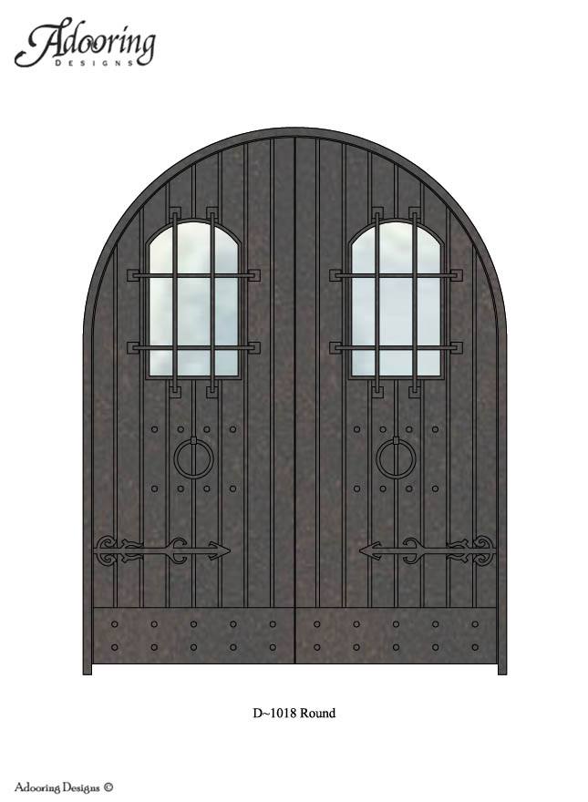 Large window in door with Round top and complex design