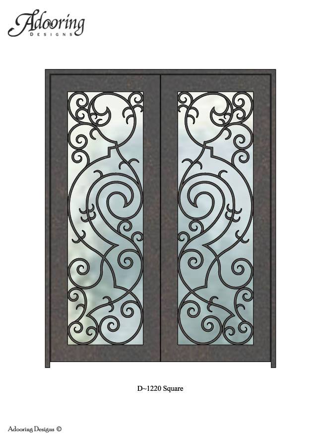 Square top door with ironwork pattern over window