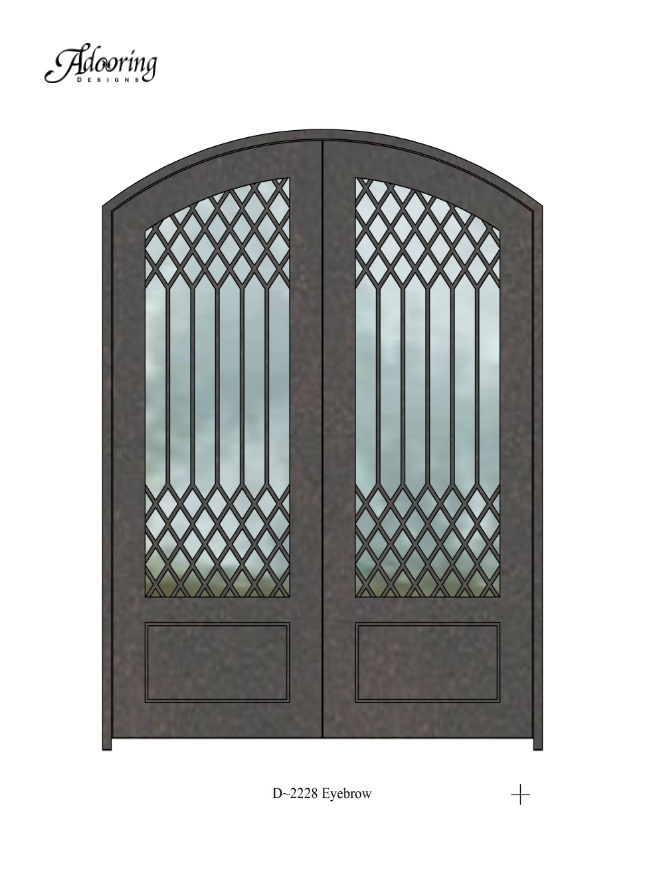 Eyebrow top iron door with intricate design