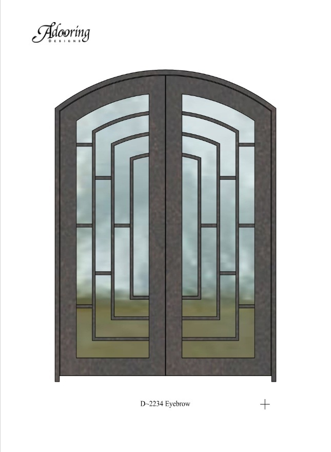 Eyebrow top iron door with intricate design