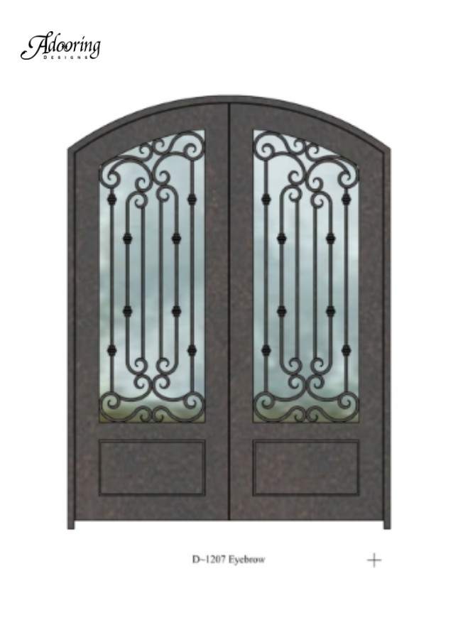 Eyebrow top iron door with intricate design