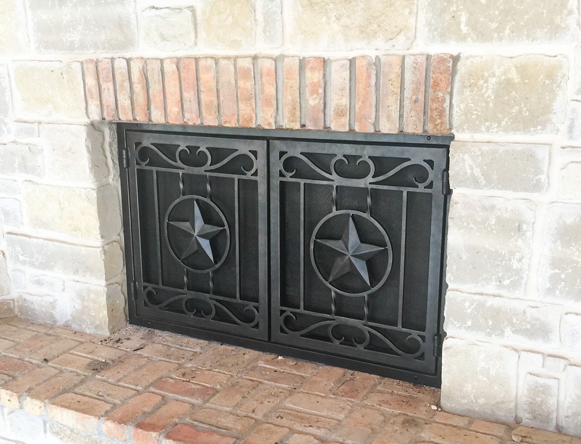 Iron fireplace door
