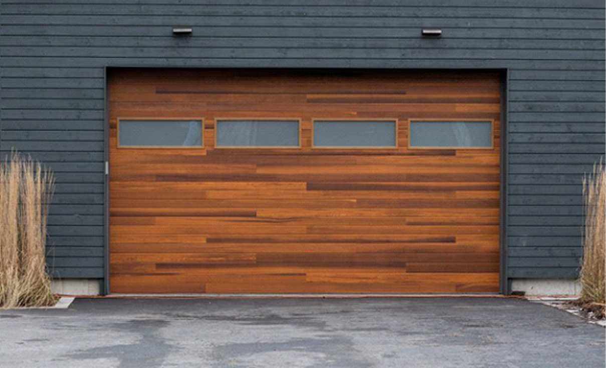 an example of a modern wooden garage door