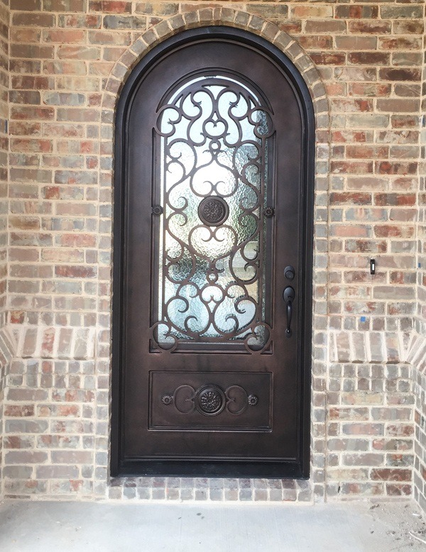 Copper finish iron front door
