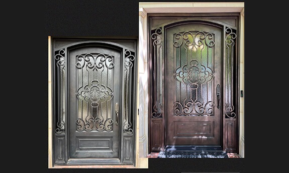 Flawlessly repaired iron front door