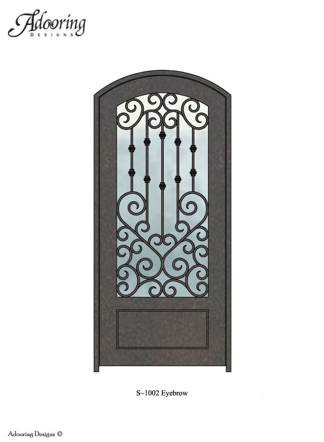 Eyebrow top iron door with complex design
