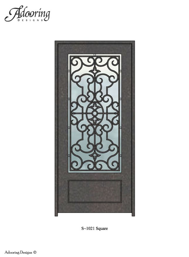  Large window in Square top single door with intricate design