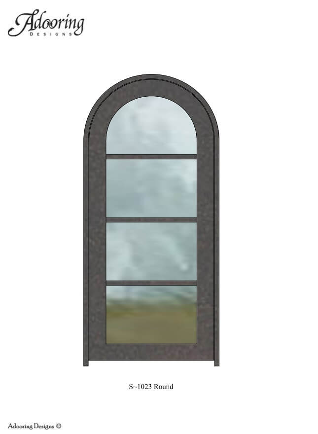 Round top door with several large windows