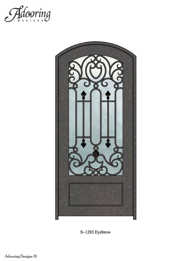 Eyebrow top single door with large window and complex design