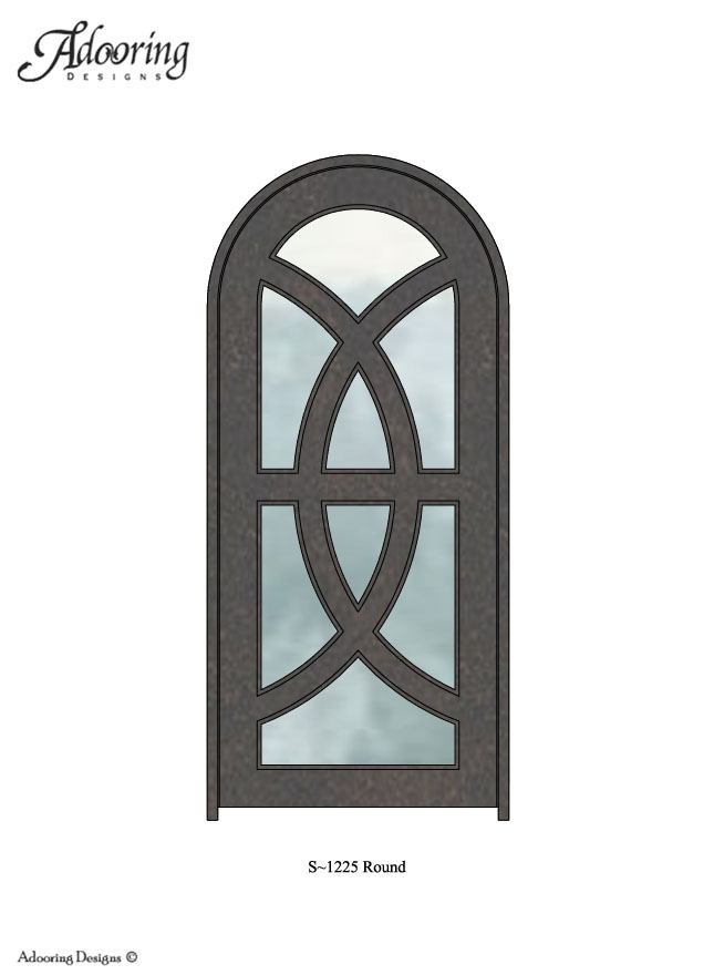 Iron door with Round top and thick iron lines creating connected circles