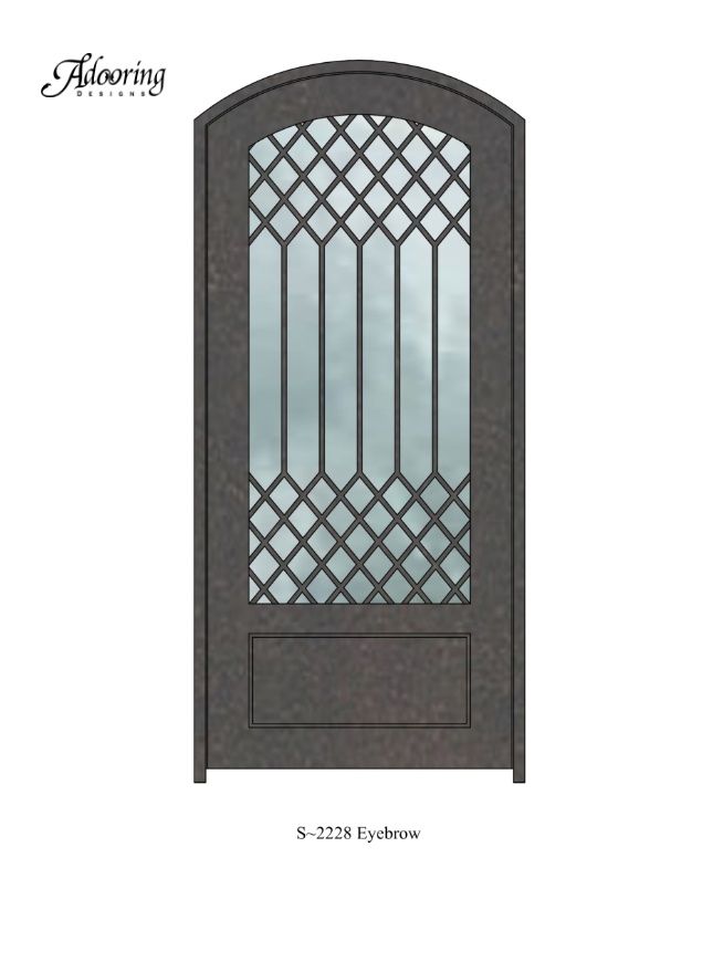 Eyebrow top iron door with complex design