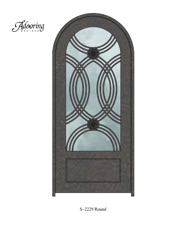 Round top iron door with intricate design