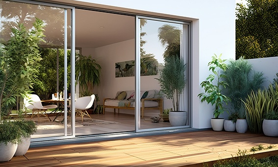 Sliding glass walls that connect indoor and outdoor spaces