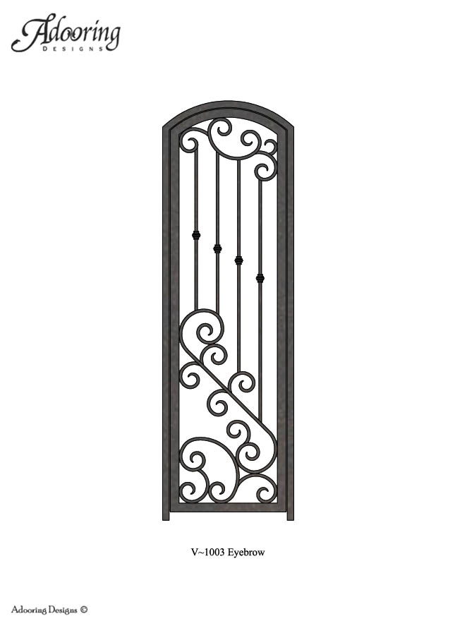 Eyebrow top single wine cellar gate with intricate design