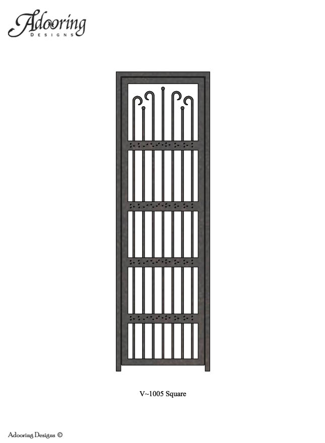 Square top single wine cellar gate with intricate pattern