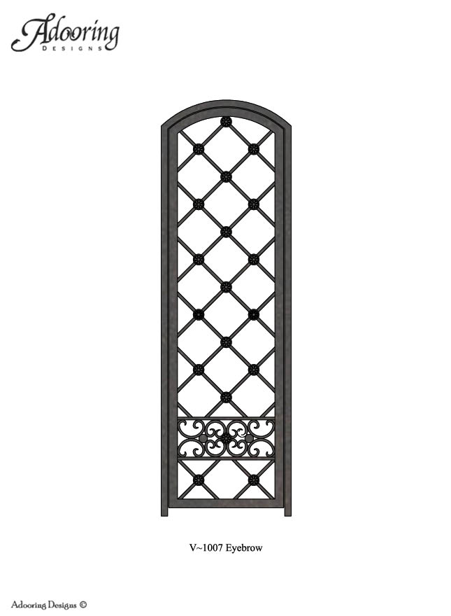 Single wine cellar gate with eyebrow top and intricate design
