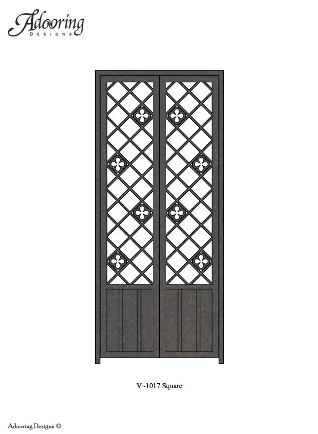 Double square top cellar gate with intricate design