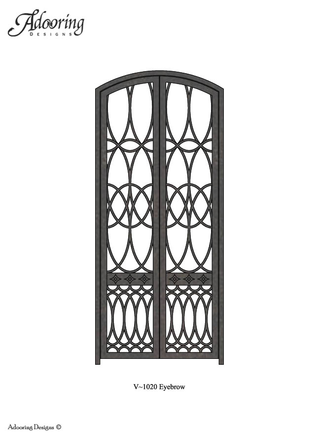 Double eyebrow top wine cellar gate with complex design