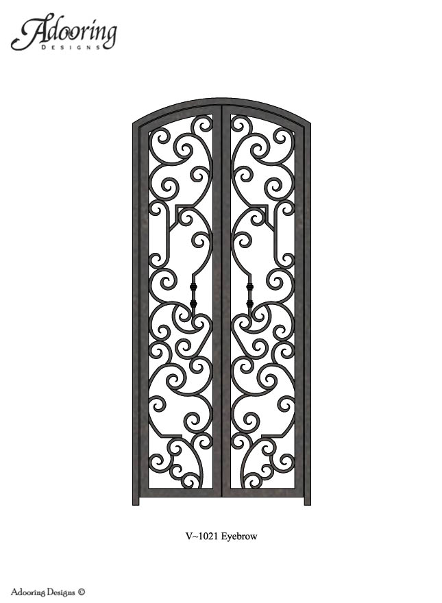 Double eyebrow top wine cellar gate with intricate design