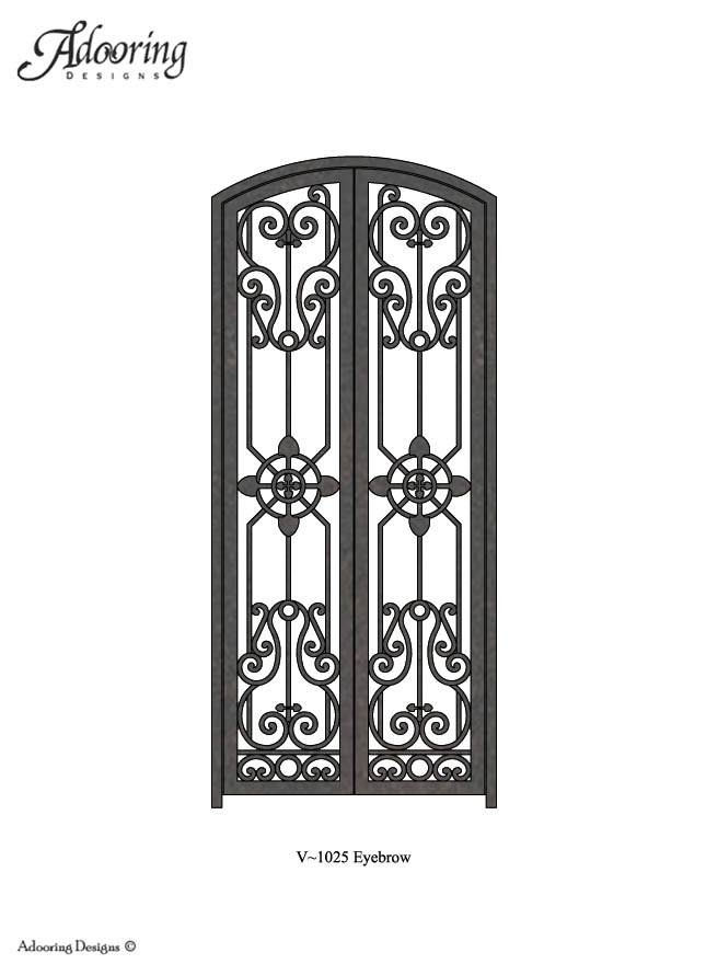 Double wine cellar gate with eyebrow top and complex design