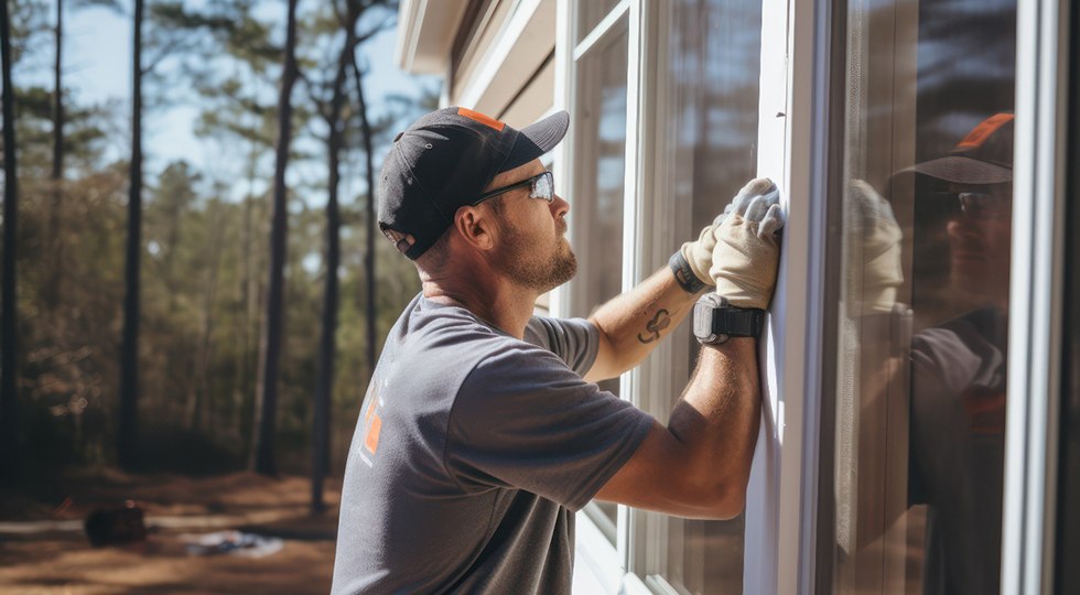 Man installing replacement windows in Grapevine