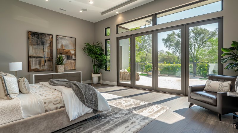 bedroom with sliding glass doors
