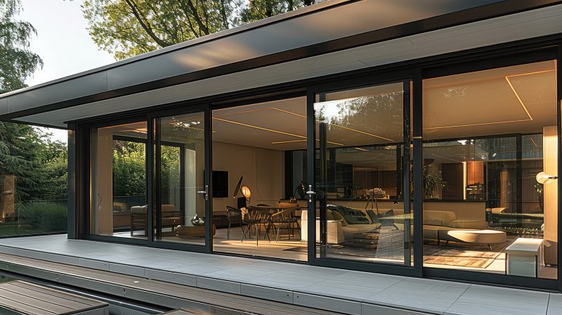 home with sliding glass walls